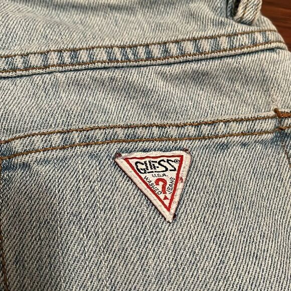 Vintage Guess Blue Distressed Denim Shorts Retro Casual Triangle Guess Pocket - Picture 12 of 13